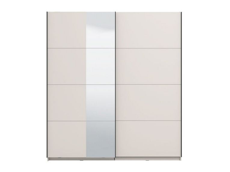 Guardaroba Grande Bianco Crema Nero Appendiabiti 2 Ripiani 195x217.5h cm, Apertura Scorrevole - Porlezza