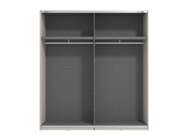Guardaroba Grande Bianco Crema Nero Appendiabiti 2 Ripiani 195x217.5h cm, Apertura Scorrevole - Siri