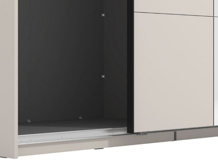 Guardaroba Grande Bianco Crema Nero Appendiabiti 2 Ripiani 195x217.5h cm, Apertura Scorrevole - Siri