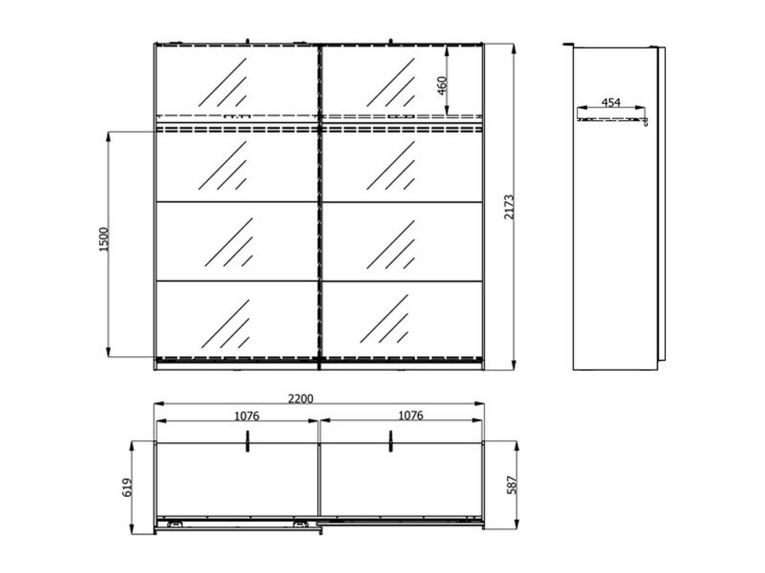 Guardaroba Grande Bianco Crema Nero Appendiabiti 2 Ripiani 220x217.5h cm, Apertura Scorrevole - Laghi