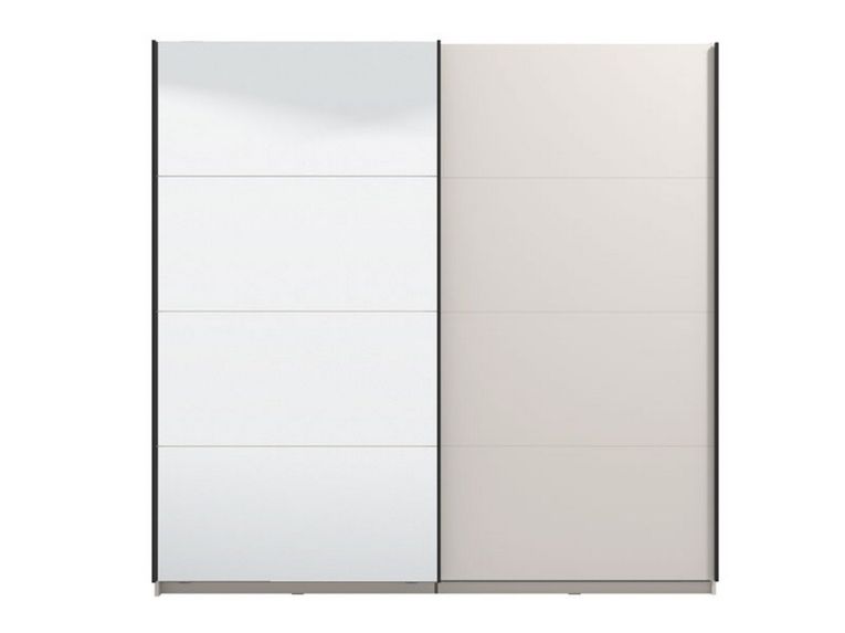Guardaroba Grande Bianco Crema Nero Appendiabiti 2 Ripiani 220x217.5h cm, Apertura Scorrevole - Laghi