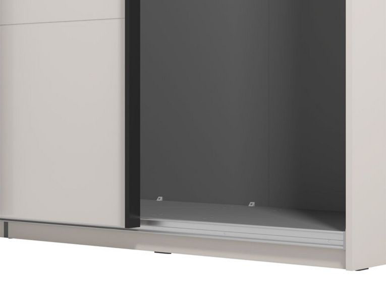 Guardaroba Grande Bianco Crema Nero Appendiabiti 2 Ripiani 220x217.5h cm, Apertura Scorrevole - Laghi