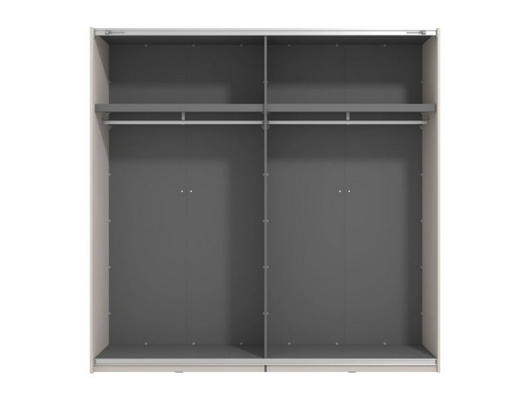 Guardaroba Grande Bianco Crema Nero Appendiabiti 2 Ripiani 220x217.5h cm, Apertura Scorrevole - Spartano