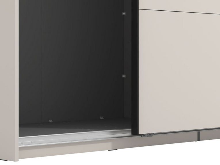 Guardaroba Grande Bianco Crema Nero Appendiabiti 2 Ripiani 220x217.5h cm, Apertura Scorrevole - Spartano