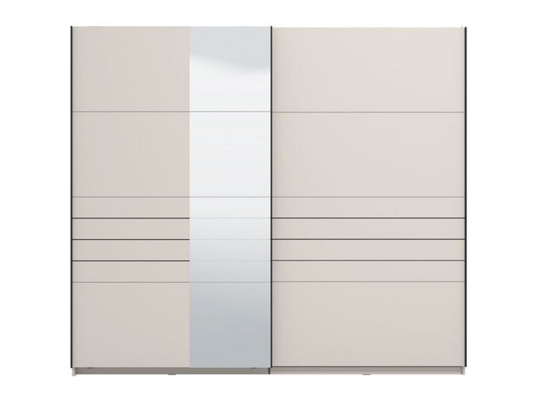 Guardaroba Grande Bianco Crema Nero Appendiabiti 2 Ripiani 245x217.5h cm, Apertura Scorrevole - Peio