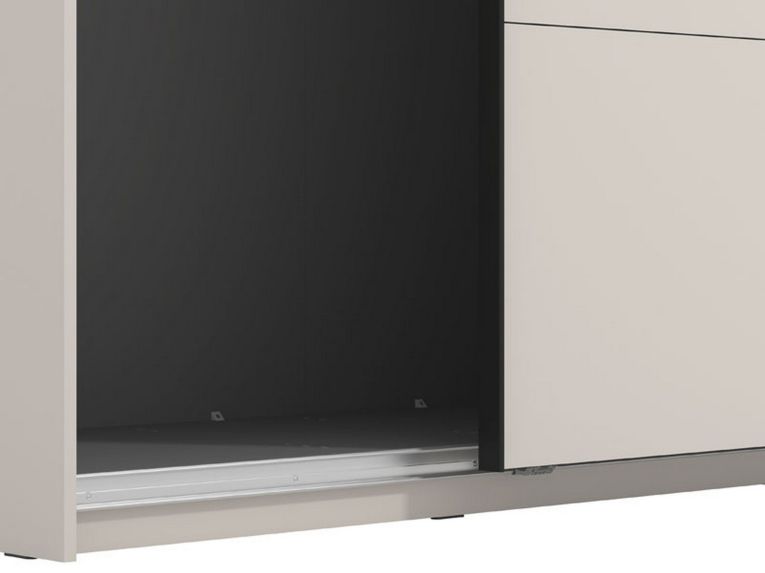 Guardaroba Grande Bianco Crema Nero Appendiabiti 2 Ripiani 245x217.5h cm, Apertura Scorrevole - Peio
