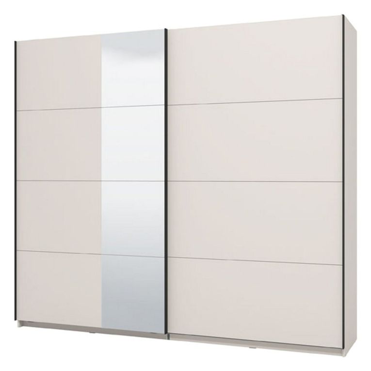 Guardaroba Grande Bianco Crema Nero Appendiabiti 2 Ripiani 245x217.5h cm, Apertura Scorrevole - Resiutta