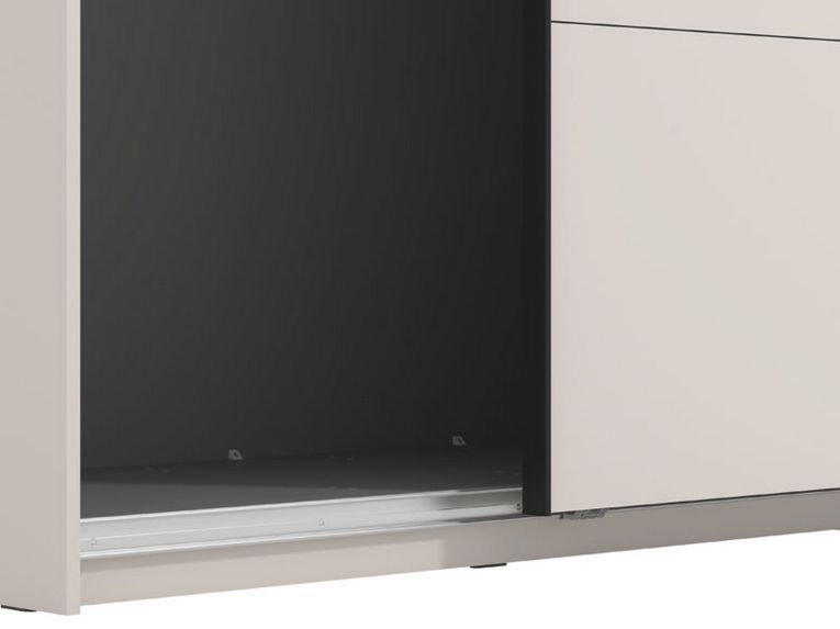 Guardaroba Grande Bianco Crema Nero Appendiabiti 2 Ripiani 245x217.5h cm, Apertura Scorrevole - Resiutta
