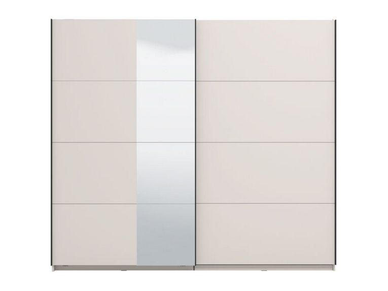 Guardaroba Grande Bianco Crema Nero Appendiabiti 2 Ripiani 245x217.5h cm, Apertura Scorrevole - Resiutta