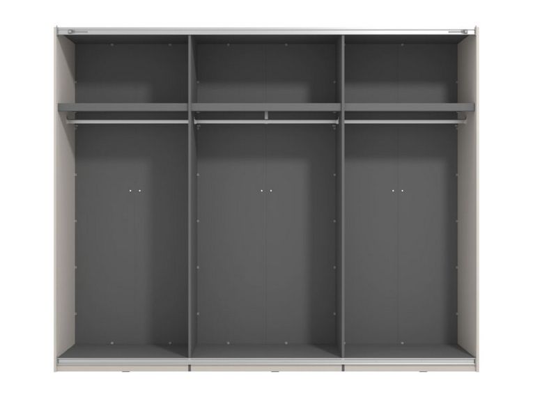 Guardaroba Grande Bianco Crema Nero Appendiabiti 3 Ripiani 267x217h cm, Apertura Scorrevole - Tures