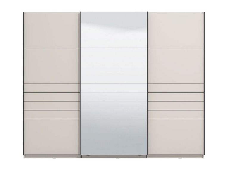 Guardaroba Grande Bianco Crema Nero Appendiabiti 3 Ripiani 267x217h cm, Apertura Scorrevole - Tures