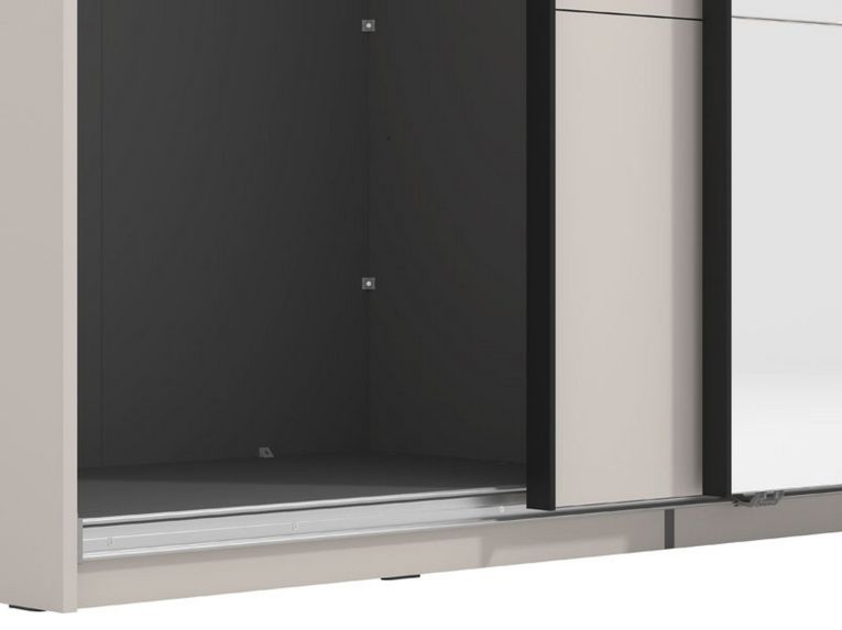 Guardaroba Grande Bianco Crema Nero Appendiabiti 3 Ripiani 267x217h cm, Apertura Scorrevole - Tures