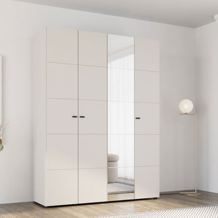 Guardaroba Grande Bianco Crema Nero Appendiabiti 4 Ripiani 155x208h cm, 6 Vani - Ifrane