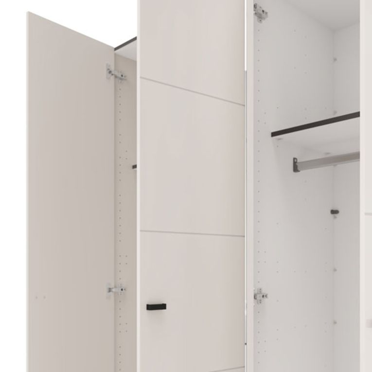 Guardaroba Grande Bianco Crema Nero Appendiabiti 4 Ripiani 155x208h cm, 6 Vani - Ifrane