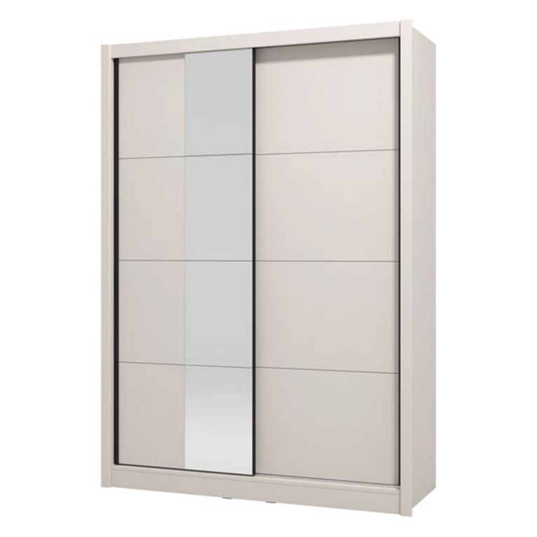 Guardaroba Grande Bianco Crema Nero Appendiabiti 5 Ripiani 155x215.5h cm, 7 Vani - Carisolo