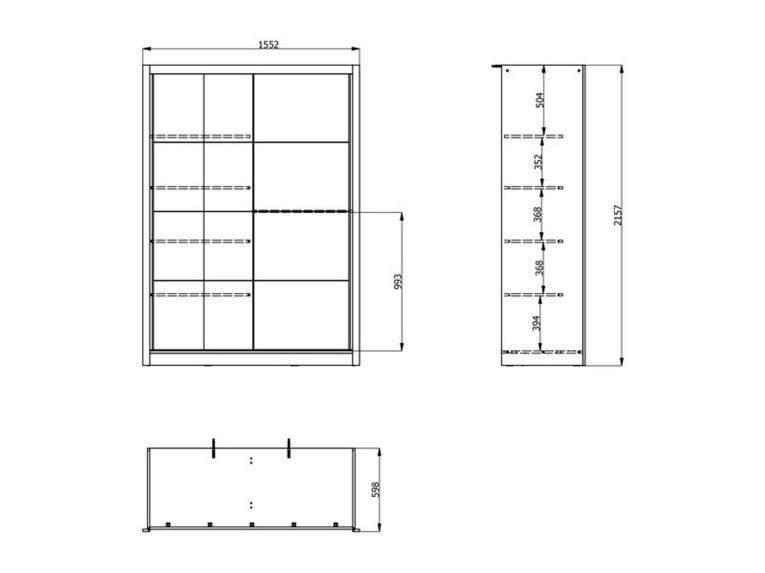 Guardaroba Grande Bianco Crema Nero Appendiabiti 5 Ripiani 155x215.5h cm, 7 Vani - Carisolo