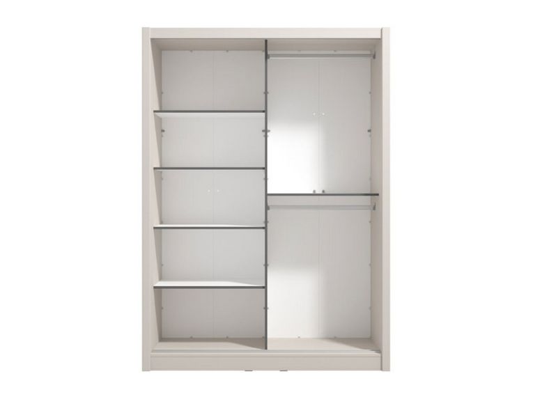 Guardaroba Grande Bianco Crema Nero Appendiabiti 5 Ripiani 155x215.5h cm, 7 Vani - Carisolo