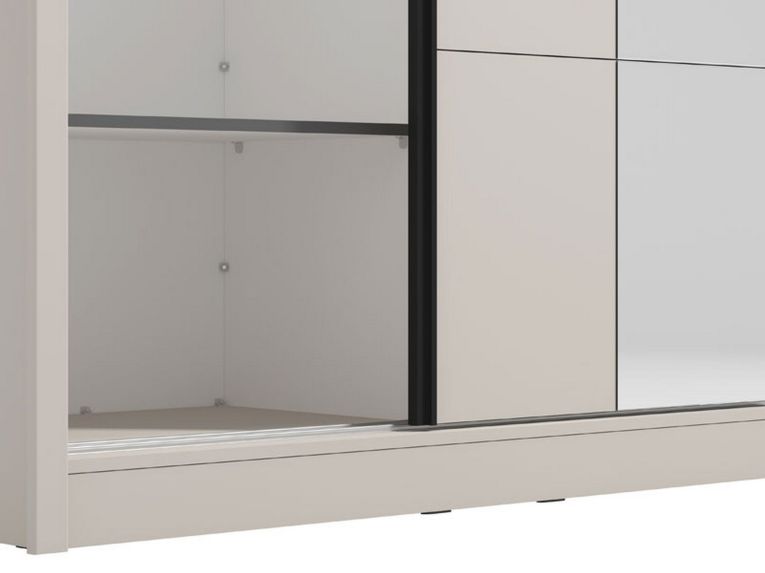 Guardaroba Grande Bianco Crema Nero Appendiabiti 5 Ripiani 155x215.5h cm, 7 Vani - Carisolo