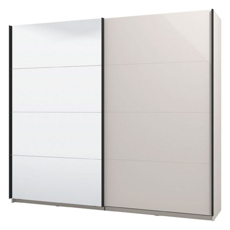 Guardaroba Grande Bianco Crema Trasparente Appendiabiti 2 Ripiani 245x217.5h cm, Apertura Scorrevole - Laghi