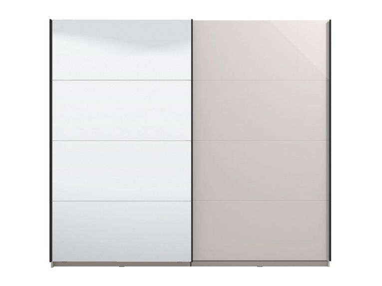 Guardaroba Grande Bianco Crema Trasparente Appendiabiti 2 Ripiani 245x217.5h cm, Apertura Scorrevole - Laghi