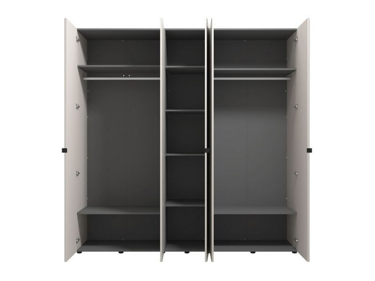 Guardaroba Grande Bianco Crema Trasparente Appendiabiti 8 Ripiani 224x226.5h cm, 12 Vani - Quarrata