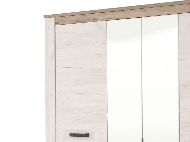 Guardaroba Grande Bianco Larice Marrone Noce 2 Cassetti 5 Ripiani 198.5x206.5h cm, Appendiabiti - Caiano
