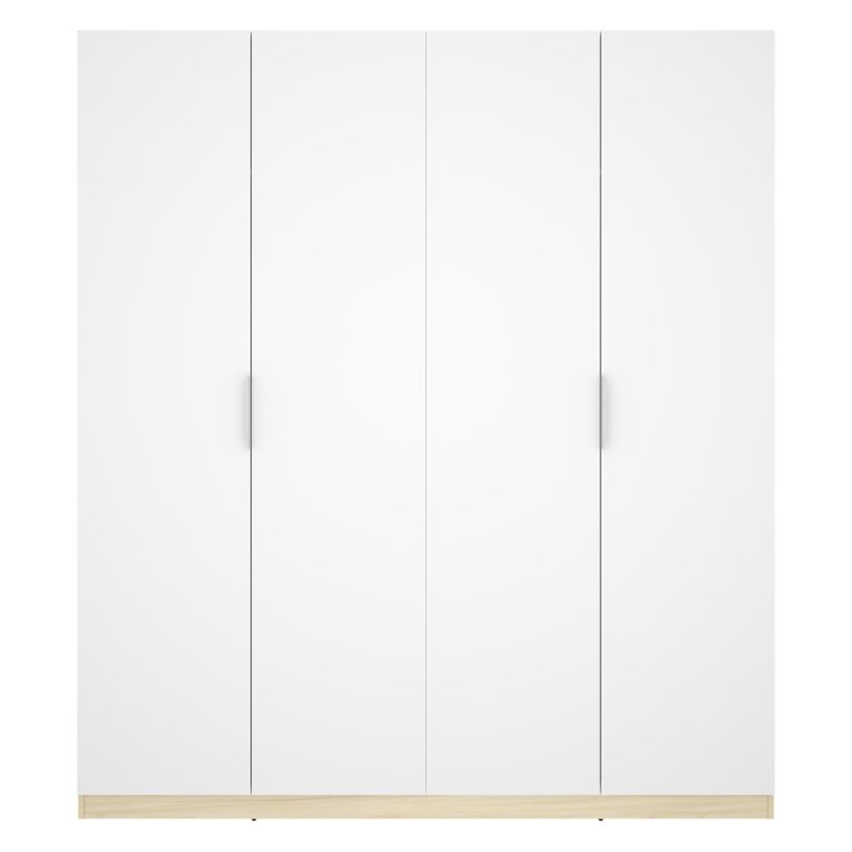 Guardaroba Grande Bianco Marrone Rovere 2 Ripiani Appendiabiti 51x204h cm, Cassetti - Holder