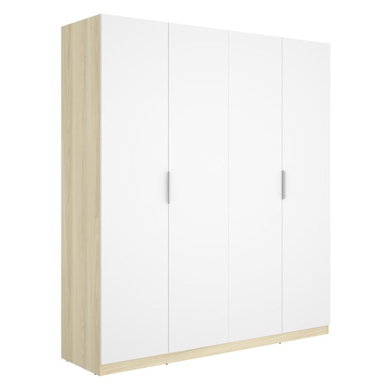 Guardaroba Grande Bianco Marrone Rovere 2 Ripiani Appendiabiti 51x204h cm, Cassetti - Holder