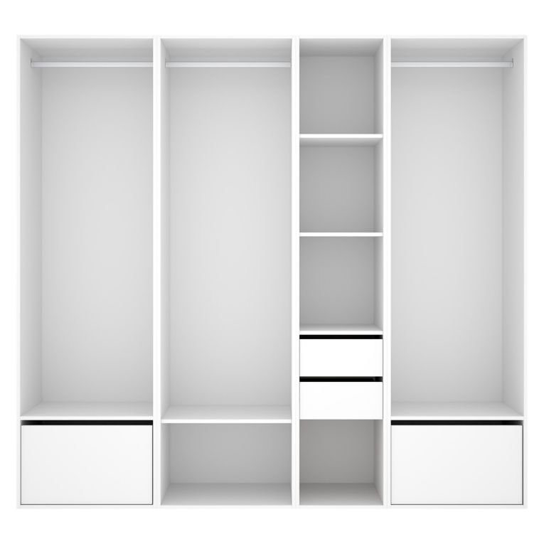Guardaroba Grande Bianco Marrone Rovere Modulabile 10 Ripiani 45x205h cm, Appendiabiti - Hawthorne