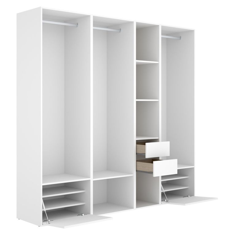 Guardaroba Grande Bianco Marrone Rovere Modulabile 10 Ripiani 45x205h cm, Appendiabiti - Hawthorne