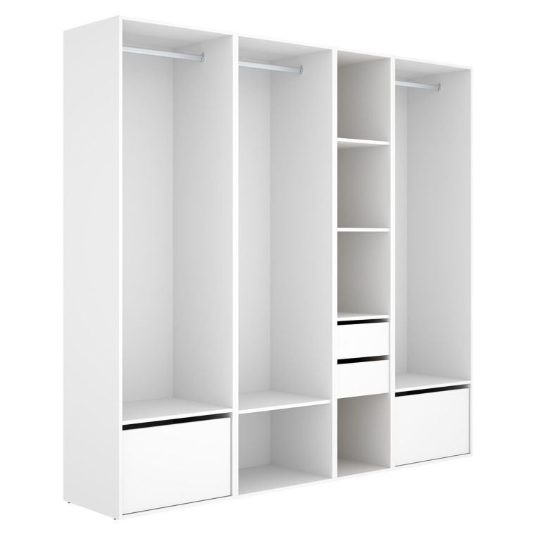 Guardaroba Grande Bianco Marrone Rovere Modulabile 10 Ripiani 45x205h cm, Appendiabiti - Hawthorne