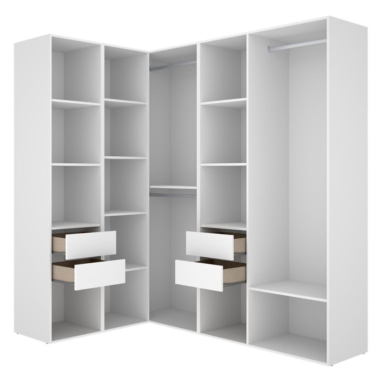 Guardaroba Grande Bianco Marrone Rovere Modulabile 12 Ripiani 186x205h cm, Appendiabiti - Boughton