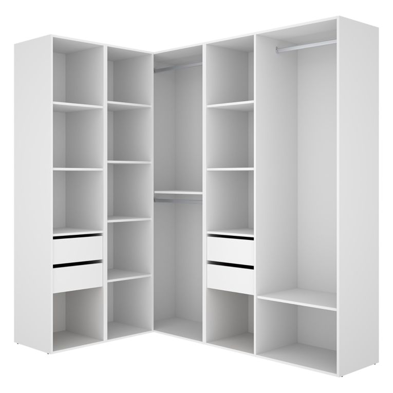 Guardaroba Grande Bianco Marrone Rovere Modulabile 12 Ripiani 186x205h cm, Appendiabiti - Boughton