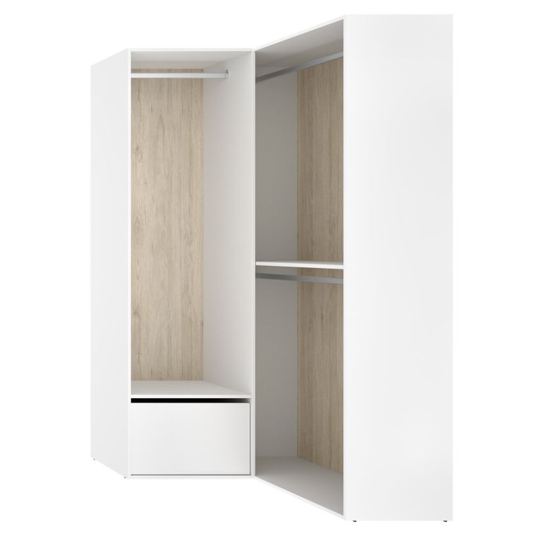 Guardaroba Grande Bianco Marrone Rovere Modulabile 4 Ripiani 105x205h cm, Appendiabiti - Evansdale