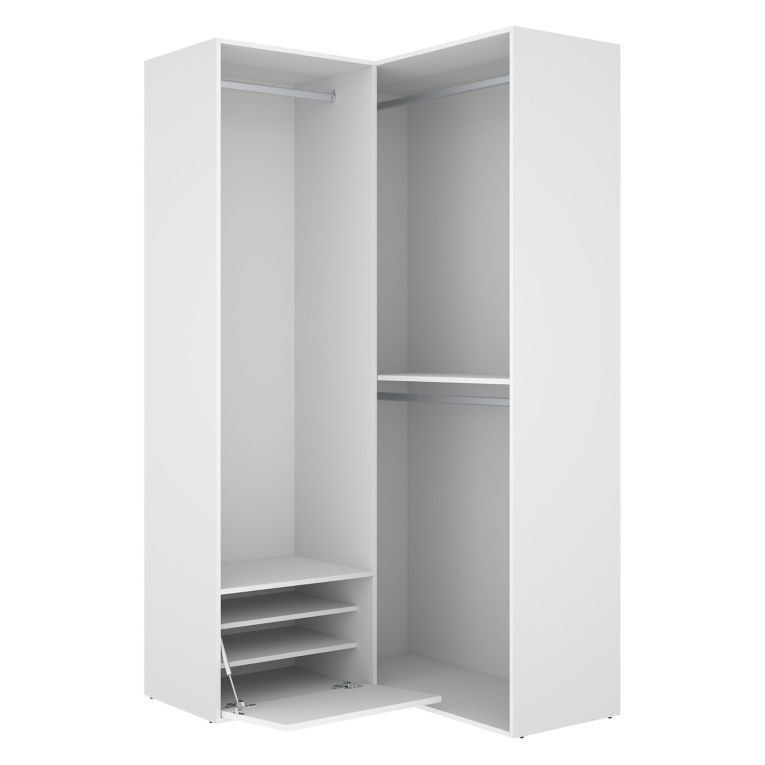 Guardaroba Grande Bianco Marrone Rovere Modulabile 4 Ripiani 105x205h cm, Appendiabiti - Evansdale