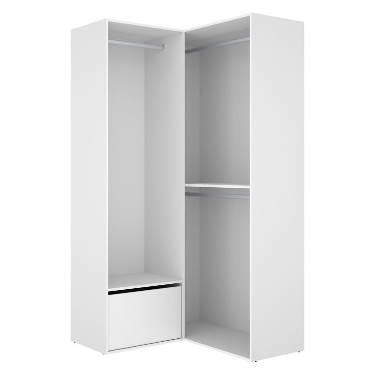 Guardaroba Grande Bianco Marrone Rovere Modulabile 4 Ripiani 105x205h cm, Appendiabiti - Evansdale