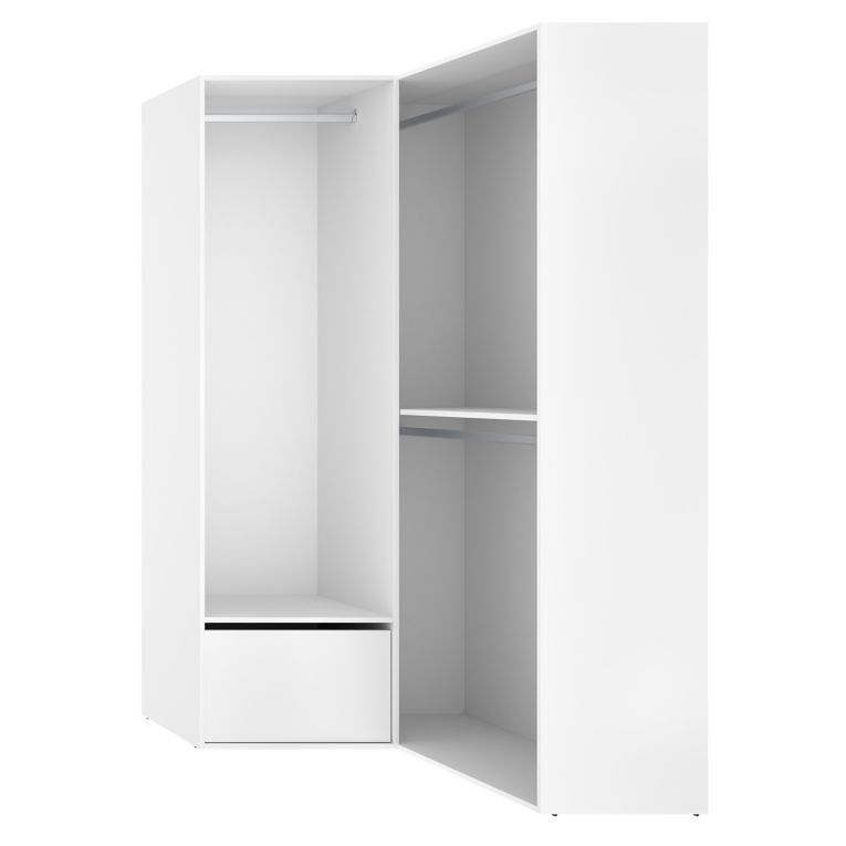 Guardaroba Grande Bianco Marrone Rovere Modulabile 4 Ripiani 105x205h cm, Appendiabiti - Evansdale