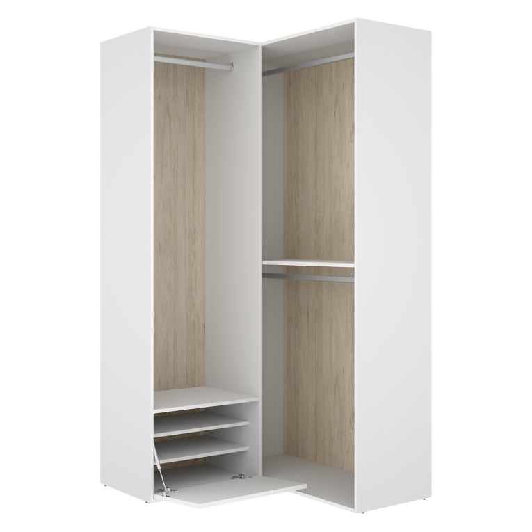 Guardaroba Grande Bianco Marrone Rovere Modulabile 4 Ripiani 105x205h cm, Appendiabiti - Evansdale