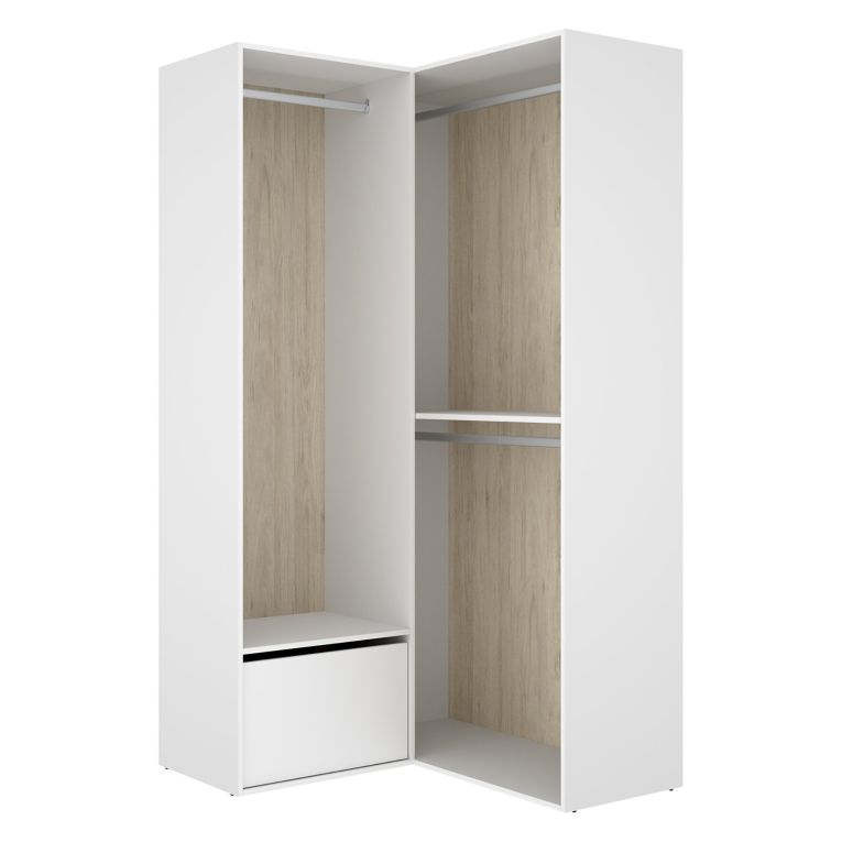 Guardaroba Grande Bianco Marrone Rovere Modulabile 4 Ripiani 105x205h cm, Appendiabiti - Evansdale