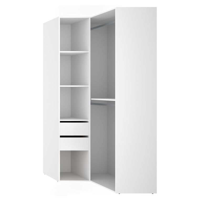 Guardaroba Grande Bianco Marrone Rovere Modulabile 4 Ripiani 105x205h cm, Appendiabiti - Labuco