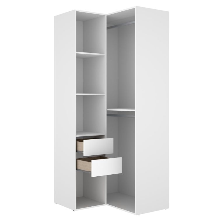 Guardaroba Grande Bianco Marrone Rovere Modulabile 4 Ripiani 105x205h cm, Appendiabiti - Labuco