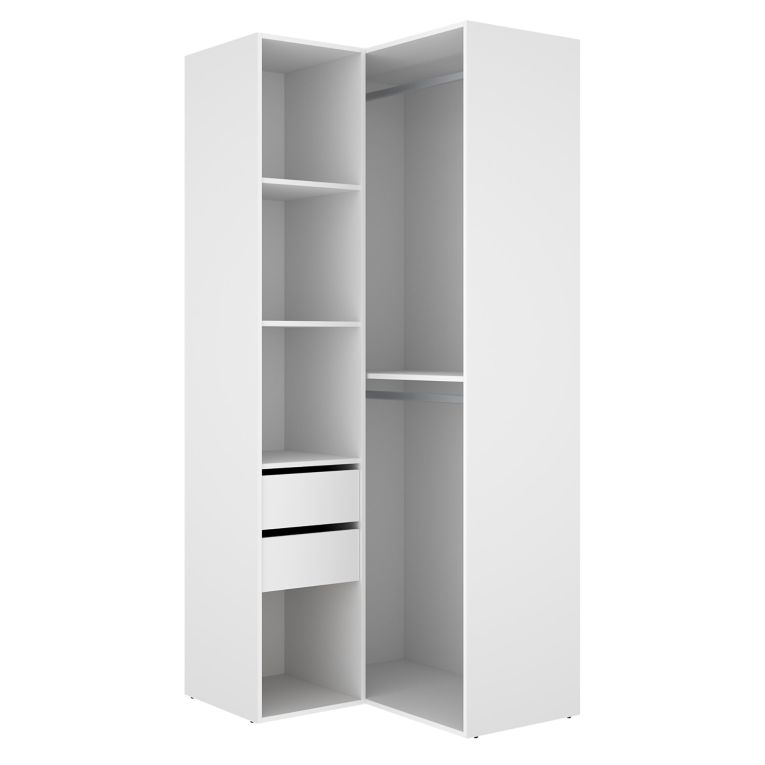 Guardaroba Grande Bianco Marrone Rovere Modulabile 4 Ripiani 105x205h cm, Appendiabiti - Labuco