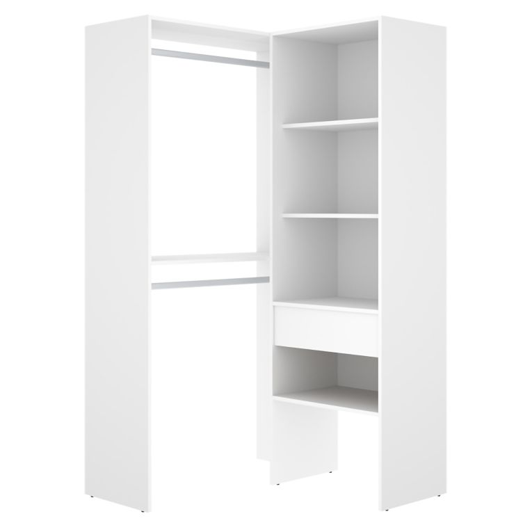 Guardaroba Grande Bianco Marrone Rovere Modulabile 5 Ripiani 88x185h cm, Appendiabiti - Bandon
