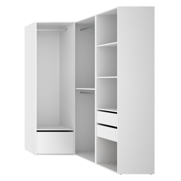 Guardaroba Grande Bianco Marrone Rovere Modulabile 7 Ripiani 124x205h cm, Appendiabiti - Clayhill