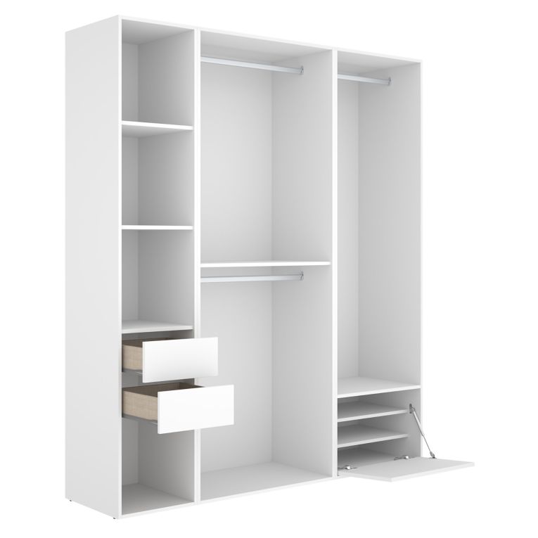 Guardaroba Grande Bianco Marrone Rovere Modulabile 7 Ripiani 45x205h cm, Appendiabiti - Keener