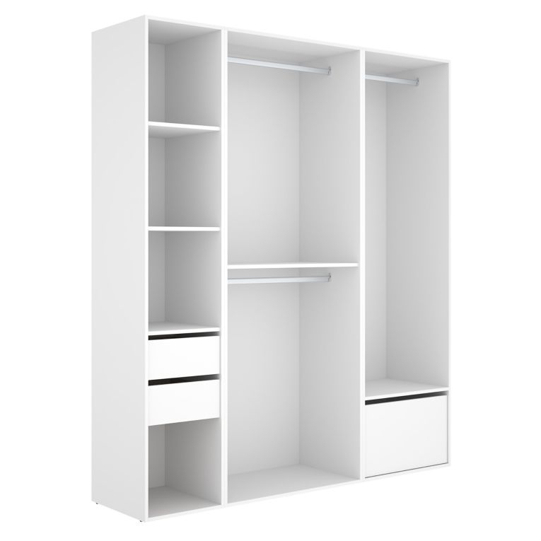 Guardaroba Grande Bianco Marrone Rovere Modulabile 7 Ripiani 45x205h cm, Appendiabiti - Keener