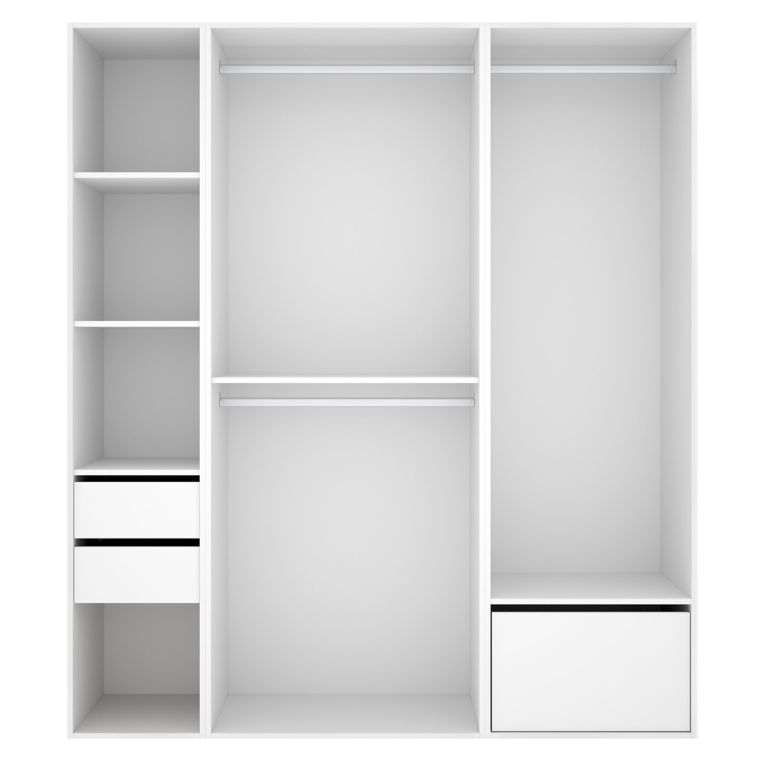 Guardaroba Grande Bianco Marrone Rovere Modulabile 7 Ripiani 45x205h cm, Appendiabiti - Keener