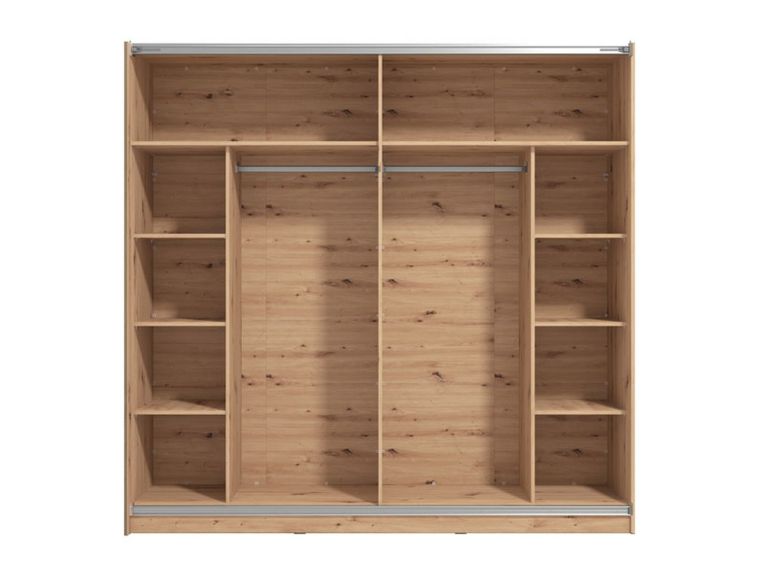 Guardaroba Grande Bianco Marrone Rovere Nodi Appendiabiti 8 Ripiani 217x210h cm, Apertura Scorrevole - Valsinni