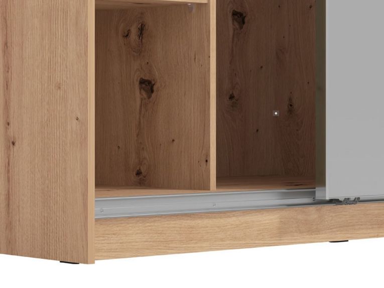 Guardaroba Grande Bianco Marrone Rovere Nodi Appendiabiti 8 Ripiani 217x210h cm, Apertura Scorrevole - Valsinni