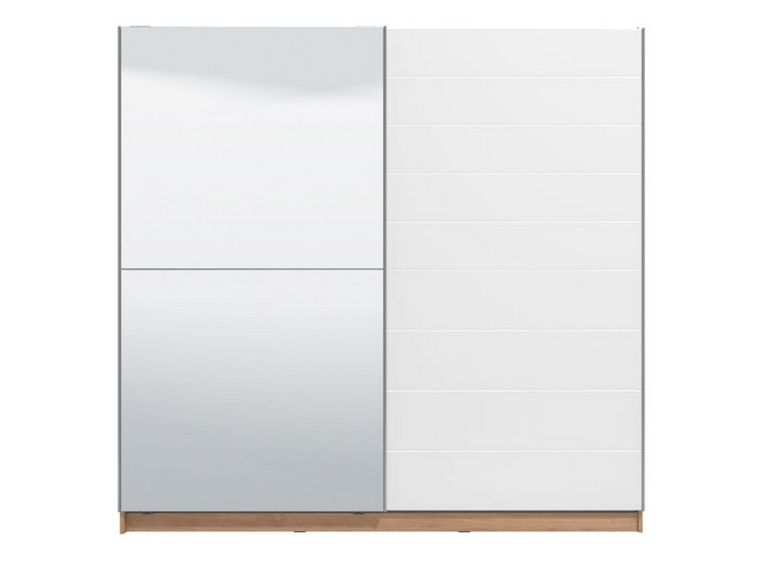 Guardaroba Grande Bianco Marrone Rovere Nodi Appendiabiti 8 Ripiani 217x210h cm, Apertura Scorrevole - Valsinni